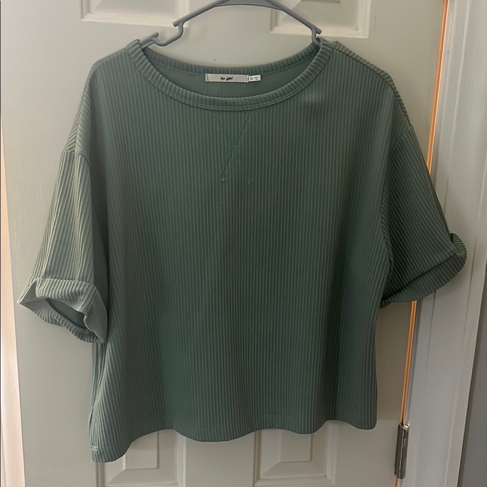 Miami Short Sleeve Green Ribbed Tee